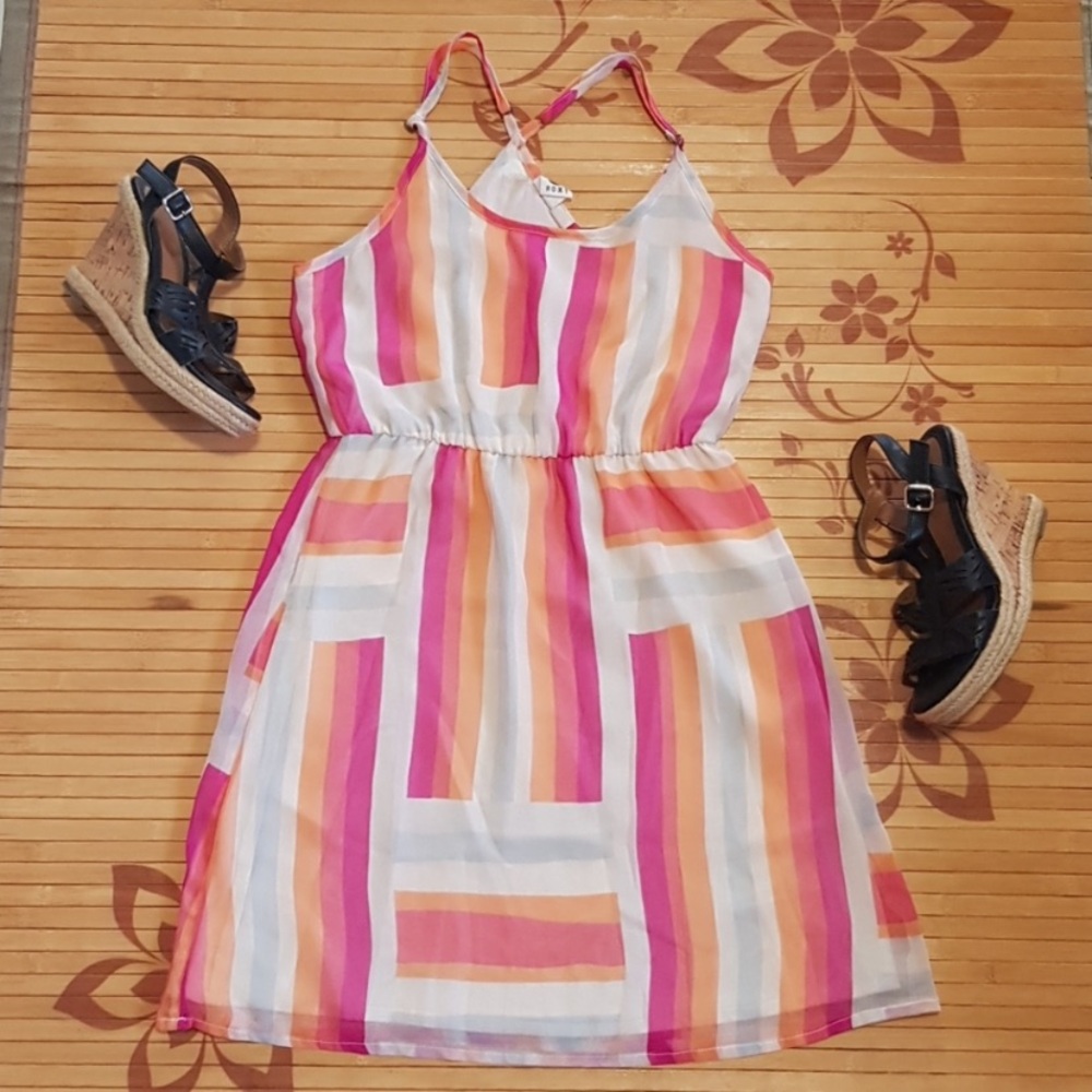 Roxy Retro Colored Sundress with front pocket and elastic waste and